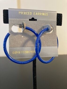 Bright Royal Blue Hoop Earrings